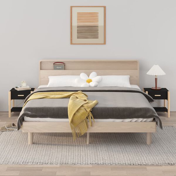 vidaXL Tavolini da Letto 2pz Nero 42x38x45 cm in Legno Multistrato