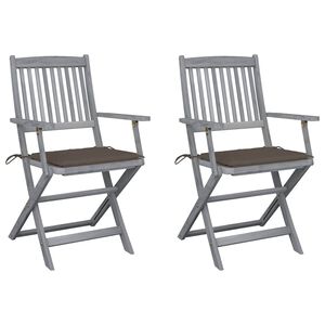 vidaXL Sedie da Giardino Pieghevoli 2pz con Cuscini in Massello Acacia