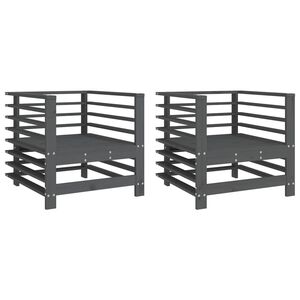 vidaXL Sedie da Giardino 2pz Grigie in Legno Massello Pino