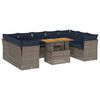vidaXL Set Divano da Giardino 10 pz con Cuscini Grigio in Polyrattan