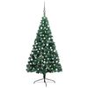 vidaXL Albero di Natale a Met&agrave; Preilluminato con Palline Verde 210 cm