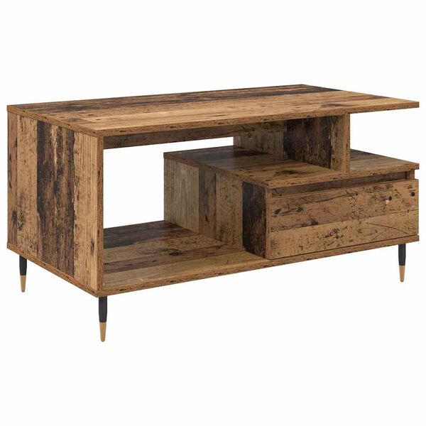 vidaXL Tavolino da salotto con cassetto Legno vecchio 90 x 49 x 45 cm