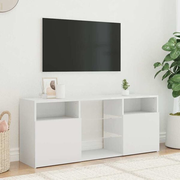vidaXL Mobile Porta TV con Luci LED Bianco 120x30x50 cm