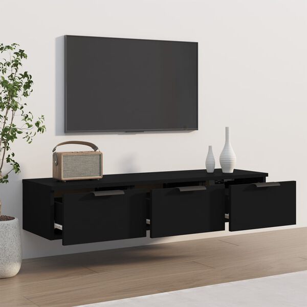 vidaXL Armadietto a Muro Nero 102x30x20 cm in Legno Multistrato