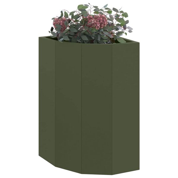 vidaXL Vaso d'angolo Oliver verde 30 x 30 x 50 cm Acciaio