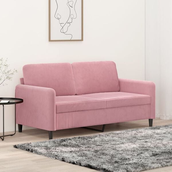 vidaXL Divano a 2 Posti Rosa 140 cm in Velluto