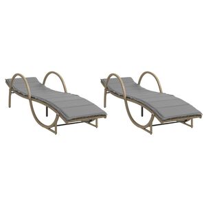 vidaXL Lettini Prendisole 2 pz con Cuscini Beige in Polyrattan