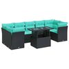 vidaXL Set Divani da Giardino con Cuscini 8 pz Nero Polyrattan Acacia