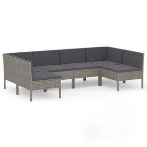 vidaXL Set Divani da Giardino 8 pz con Cuscini in Polyrattan Grigio