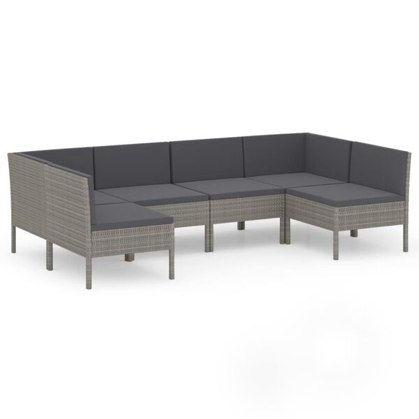 vidaXL Set Divani da Giardino 8 pz con Cuscini in Polyrattan Grigio