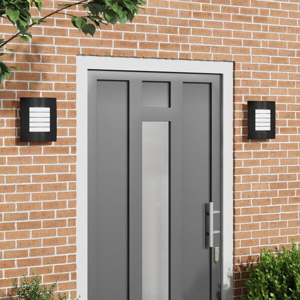 vidaXL Lampade da Parete Esterne 2 pcs Nero 23.5 x 10.5 x 26 cm