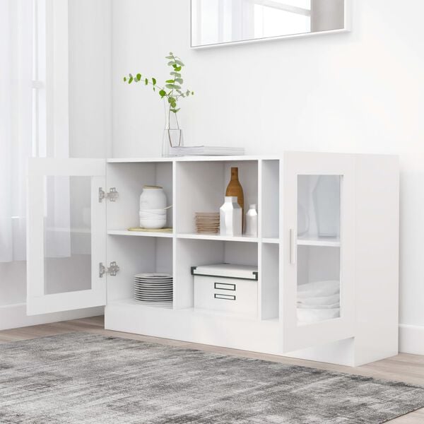 vidaXL Armadietto con Vetrina Bianco 120x30,5x70 cm Legno Multistrato