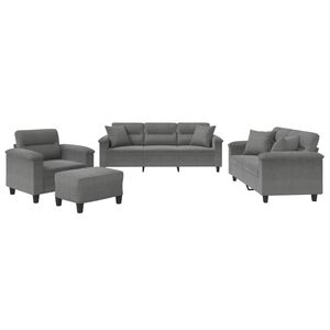 vidaXL Set Divani 4 pz con Cuscini Grigio Scuro in Tessuto Microfibra