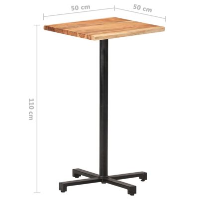 vidaXL Tavolino da Bar con Bordi Spigoli Vivi 50x50x110cm Legno Acacia