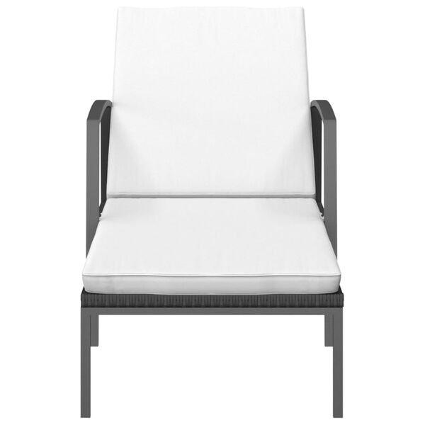 vidaXL Lettino Prendisole da Giardino con Cuscino in Polyrattan Nero