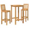 vidaXL Set Bar da Esterno 3 pz Non trattato Legno di teak solido