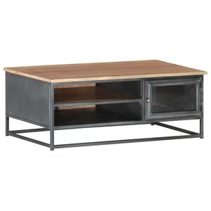 vidaXL Tavolino da Salotto Grigio 90x50x35 cm in Massello di Acacia