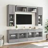 vidaXL Set Mobili TV a Muro 6 pz con Luci LED Grigio Sonoma