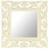 vidaXL Specchio Intagliato a Mano Bianco 50x50 cm in Massello di Mango