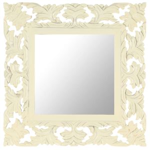 vidaXL Specchio Intagliato a Mano Bianco 50x50 cm in Massello di Mango