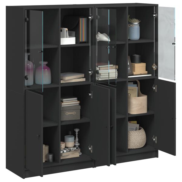 vidaXL Libreria con Ante Nera 136x37x142 cm in Legno Multistrato