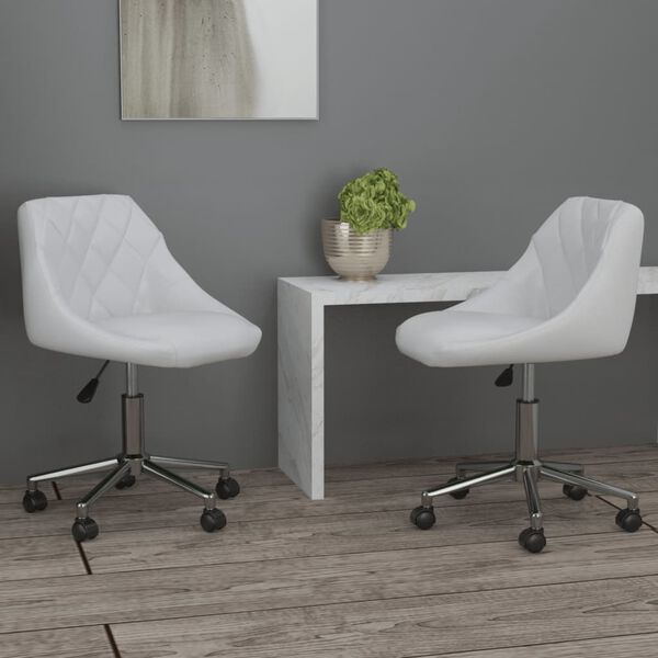 vidaXL Sedie da Pranzo Girevoli 2 pz Bianche in Similpelle