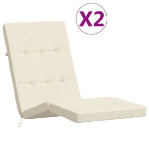 vidaXL Cuscini per Sedia a Sdraio 2 pz Crema in Tessuto Oxford