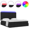 vidaXL Letto con luci a strisce a LED Nero 180 x 200 cm Tessuto