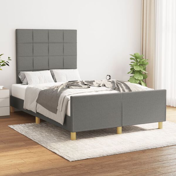 vidaXL Giroletto senza Materasso Grigio Scuro 120x190 cm in Tessuto