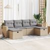 vidaXL Set Divano da Giardino 6 pz con Cuscini Beige in Polyrattan