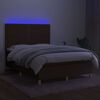 vidaXL Letto a Molle Materasso e LED MarroneScuro 140x190cm in Tessuto