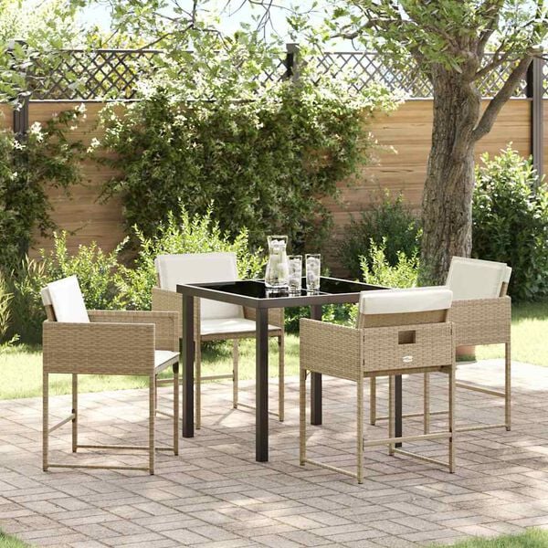 vidaXL Set da Pranzo per Giardino 5 pcs Beige polyrattan