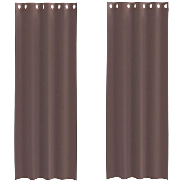 vidaXL Tende in Voile con Occhielli 2 pz Marrone 140x260 cm