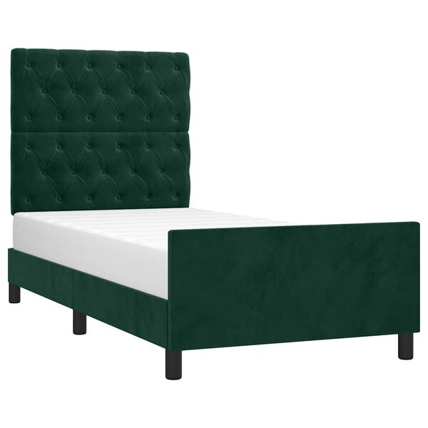 vidaXL Giroletto senza Materasso Verde Scuro 80x200 cm in Velluto