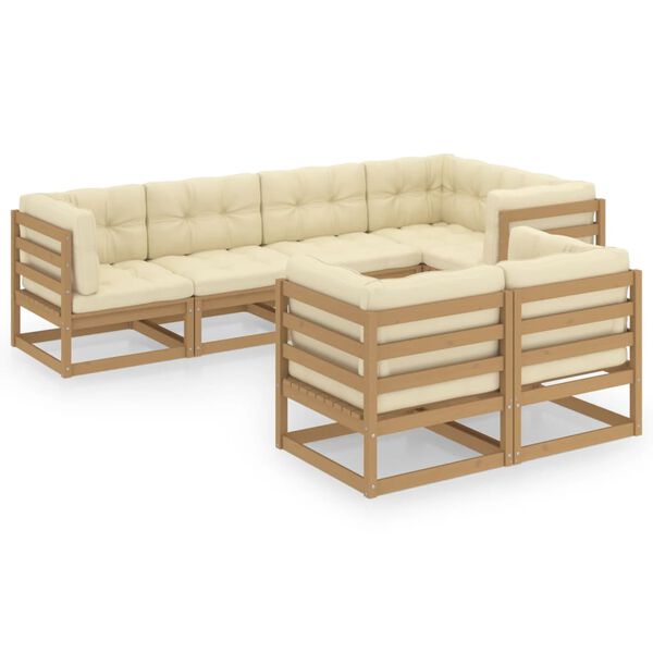 vidaXL Set Salotto Giardino 7 pz con Cuscini in Legno Massello di Pino