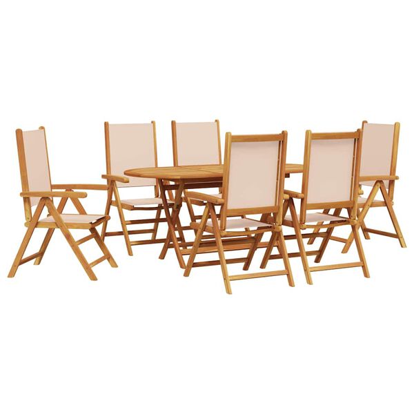 vidaXL Set da Pranzo per Giardino 7 pcs Beige Legno di Acacia Massello