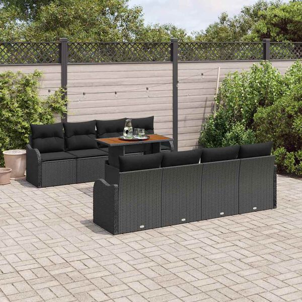 vidaXL Set Divano da Giardino con cuscino 7 pcs Nero