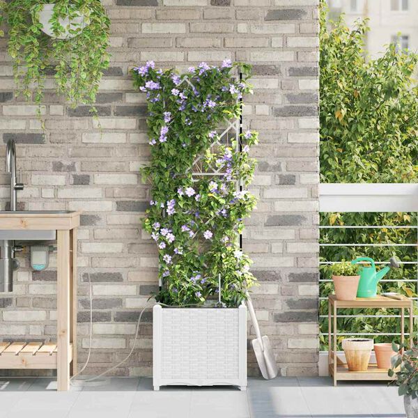 vidaXL Vaso da giardino Bianco 40 x 40 x 142 cm Plastica