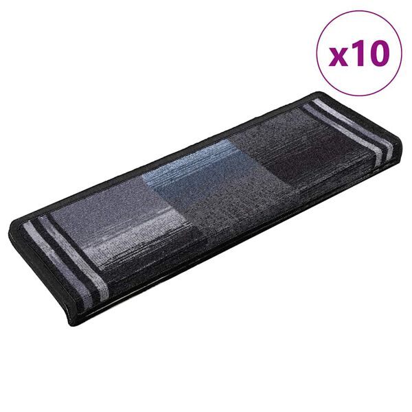 vidaXL Tappetini per Scale Autoadesivi 10 pz 65x21x4 cm Nero e Grigio