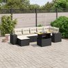vidaXL Set Divani da Giardino con Cuscini 8 pz Nero in Polyrattan