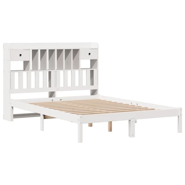 vidaXL Letto Libreria senza Materasso Bianco 150x200 cm Legno di Pino