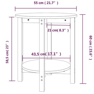 vidaXL Tavolino da Salotto Miele Ø 55x60 cm in Legno Massello di Pino