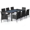 vidaXL Set da Pranzo da Giardino 9 pz con Cuscini Nero in Polyrattan