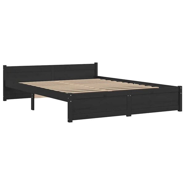 vidaXL Giroletto Nero in Legno Massello 140x190 cm