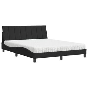 vidaXL Letto con Materasso Hanko Nero 160x200 cm in Velluto