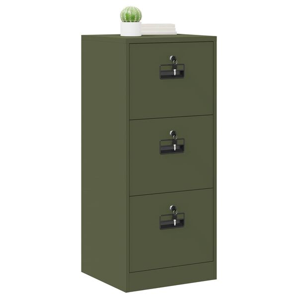 vidaXL Armadio per File con cassetto Verde oliva 45,5 x 42 x 106,5 cm