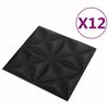 vidaXL Pannelli da parete 12 pcs Origami Nero 50 x 50 cm Schiuma XPS