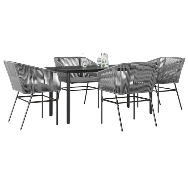 vidaXL Set da Pranzo da Giardino 5 pz con Cuscini Polyrattan Vetro