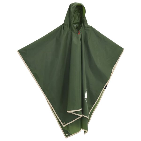 vidaXL Poncho Antipioggia con Cappuccio Design 2 in 1 Verde 223x145 cm
