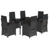 vidaXL Set da Pranzo da Giardino 7 pz Nero con Cuscini in Polyrattan